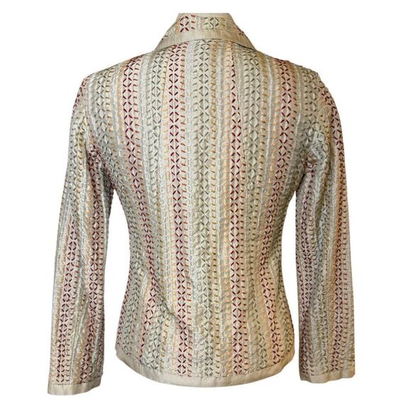 Chico’s 100% Silk 3-Button Embroidered Blazer Size S - Picture 4 of 12